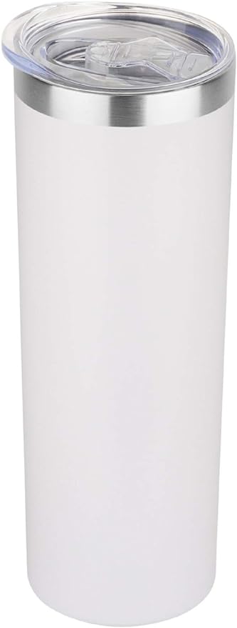 HASLE OUTFITTERS 20 oz Skinny Tumbler, Stainless Steel Insulated Slim Tumbler with Lid, Reusable Double Wall Travel Coffee Mug, Durable Powder Coated Travel Water Cup(White, 1)