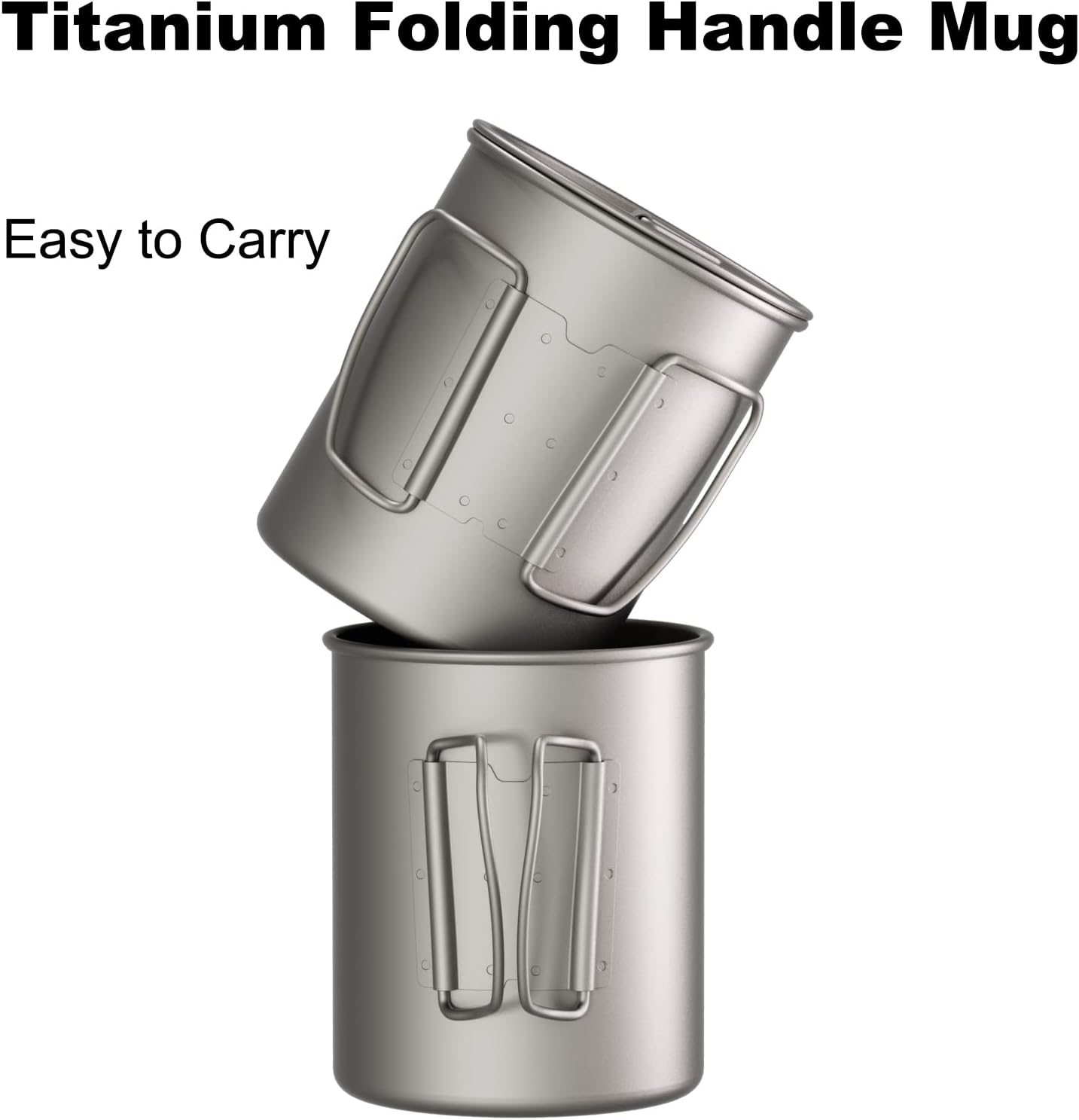 Titanium Mug,450ml/15 oz Outdoor Titanium Camping Mug with Lid,Camping Coffee Cup with Foldable Handle,Camping Titanium Pot for Hiking Travelling Backpacking Camping Open Fire