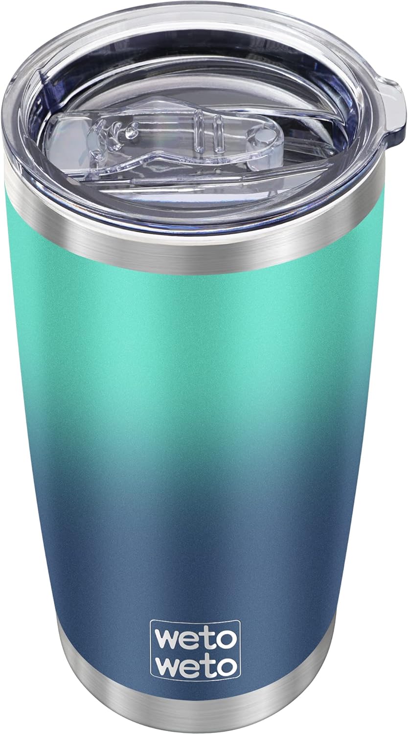 WETOWETO 20oz Tumbler, Stainless Steel Vacuum Insulated Coffee Travel Mug, Double Wall Powder Coated Insulated Coffee Mug Travel Mug with Lid Thermal Cup for Outdoor (Navy Blue, 1 Pack)